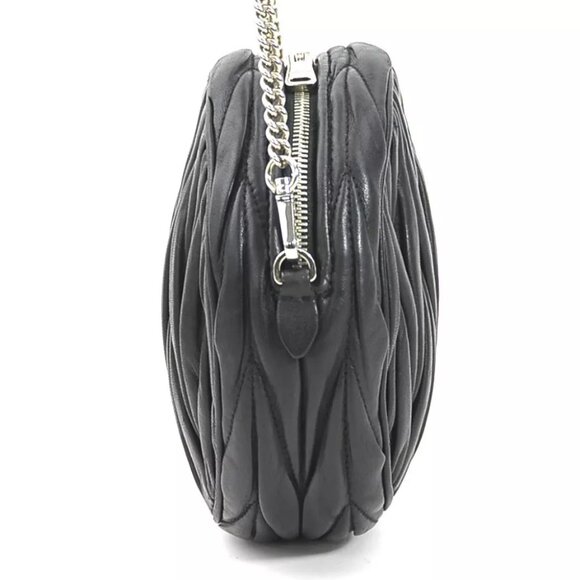 Auth MIUMIU Crossbody Shoulder Bag Black Leather/Silvertone - r10316a - Picture 2 of 14